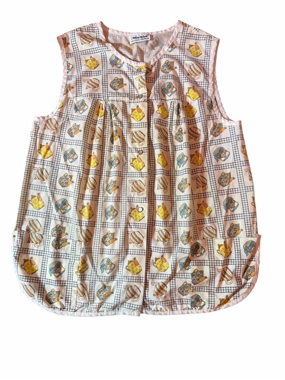VINTAGE Anthony Richard's Tea Party Cottage core vest/ pockets/ pearl buttons